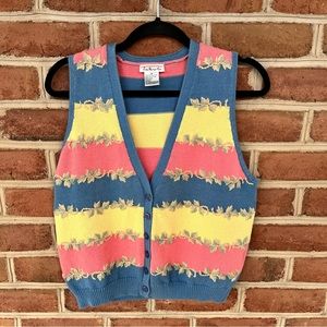 Vintage 90s Talbots Multicolor Striped Vest